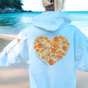 Boho Cottagecore Floral Hoodie | Wildflower Hoodie | Boho Sleeve Print | Fairycore Floral Sweater | Botanical Hoodie | Aesthetic Hoodie