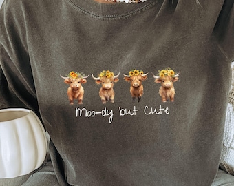 Highland Cow Shirt, Cute Highland Cow Shirt, Moody Cow Shirt, Cow Shirt, Farm Shirt, Cow Graphic Tee, Country Shirt, Cow Gifts for Her