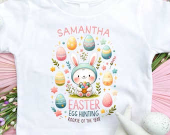 Personalized Easter Egg Hunt Toddler Shirt, Custom Bunny Youth Tee