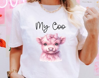 Pink Highland Cow Shirt | Country Shirt | Cute Cow Shirt | Farm T-Shirt | Cowgirl Shirt | Cow Gifts for Her | Boho Tee | Western Shirt