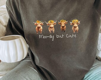Highland Cow Shirt, Cute Highland Cow Shirt, Moody Cow Shirt, Cow Shirt, Farm Shirt, Cow Graphic Tee, Country Shirt, Cow Gifts for Her