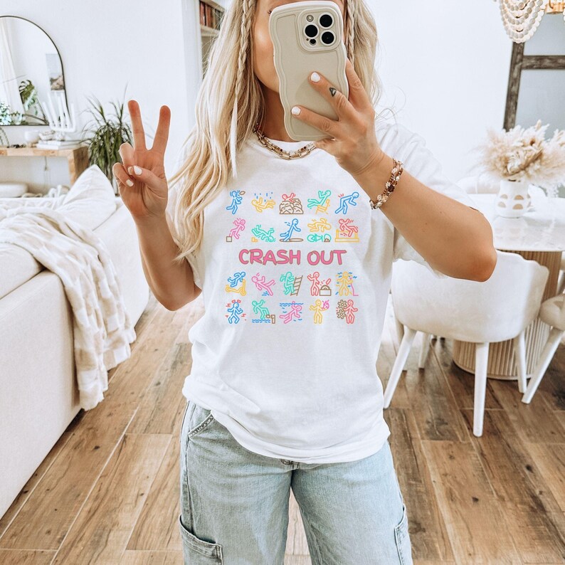 Funny crash out shirt featuring Gen Z slang and TikTok-inspired humor. Perfect gift for teens, middle schoolers, or gaming enthusiasts. Trendy, sarcastic graphic tee with comfortable fabric, ideal for birthdays, lounging, or school style.