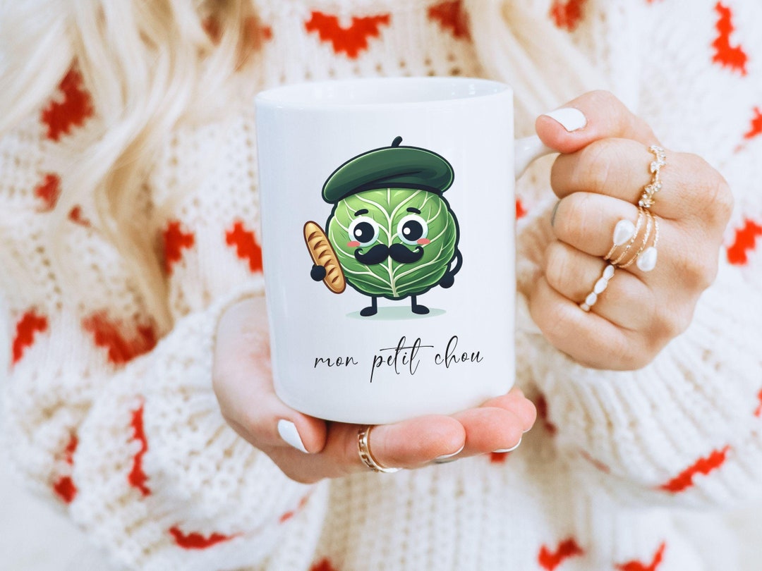 Cute French Cabbage Mug, Mon Petite Chou Coffee Mug, Gift for French Teacher, My Little Cabbage