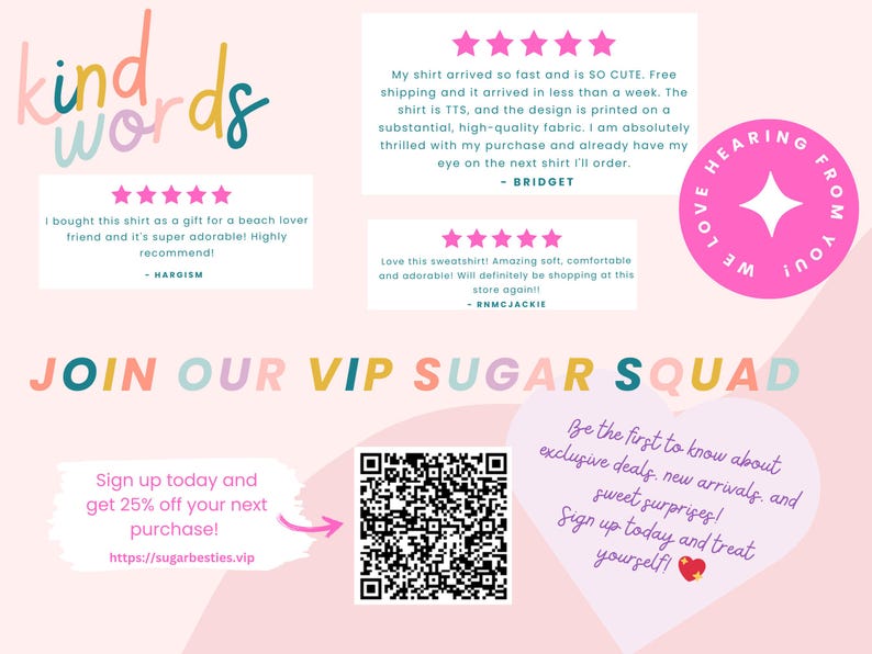 5 star reviews and QR code