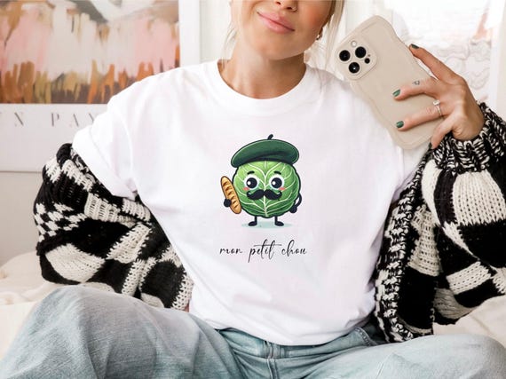 Funny Cabbage T-Shirt, Cute French T-Shirt, French Saying Tee, French Gift, Funny French Shirt, French Baguette Tee, Mon Petite Chou Shirt