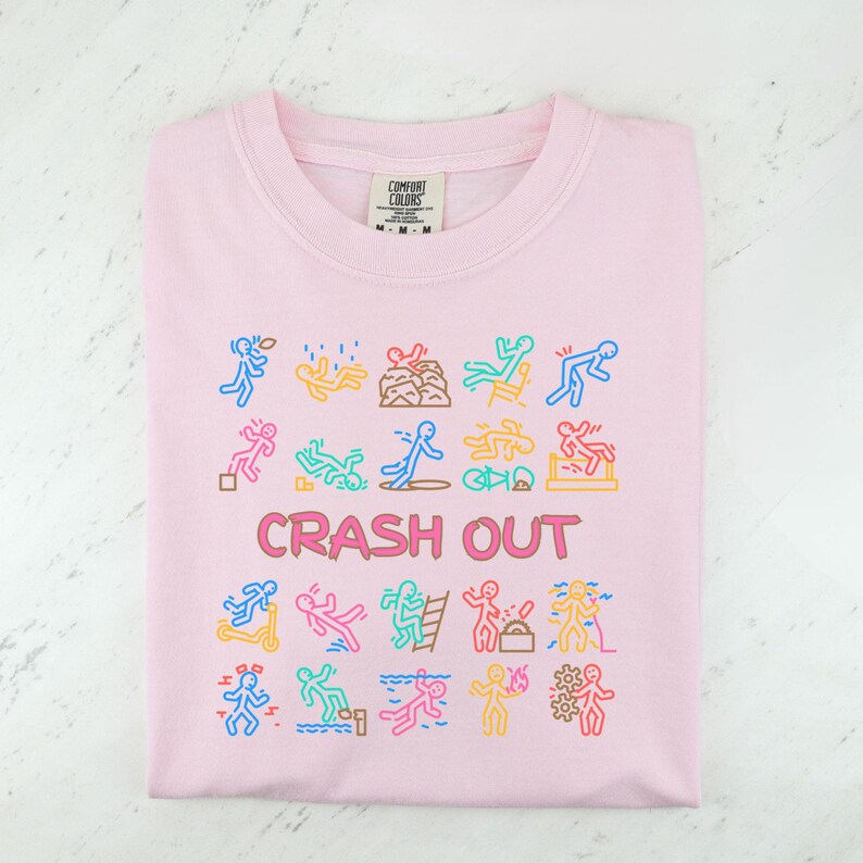 Funny crash out shirt featuring Gen Z slang and TikTok-inspired humor. Perfect gift for teens, middle schoolers, or gaming enthusiasts. Trendy, sarcastic graphic tee with comfortable fabric, ideal for birthdays, lounging, or school style.