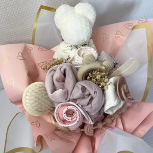 Pink birth bouquet - Personalized birth bouquet - Newborn gift - Baby bouquet - Girl birth gift