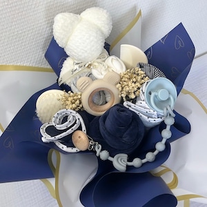 Birth bouquet - Blue baby bouquet - Baby gifts - Baby and mother maternity gift - Baby boy birth - Baby box