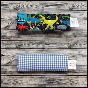 Funda reversible para barra de pie zambo con diseño de dinosaurios y cuadros, acolchado de media pulgada, se adapta a cualquier tipo de soporte, lavable, duradera
