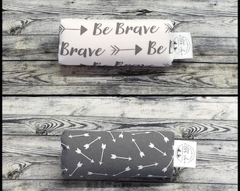 Clubfoot Bar Cover reversible Be Brave & Gray Arrows, reversible, washable, durable, fits all brace types