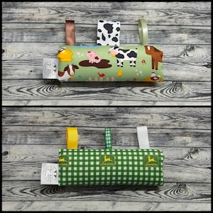 Housse de protection pied bot, réversible pour bébés animaux de la ferme et tracteurs John Deere + étiquettes de jeu, rembourrage de 1/2 pouce