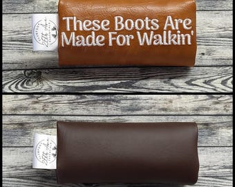 Clubfoot Bar Cover Reversible Caramel & Brown Leather + quote
