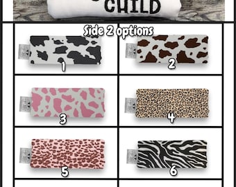 WILD CHILD Clubfoot Bar Cover embroidered design on canvas + custom animal print, 1/2" padding, reversible, washable, fits any brace type.
