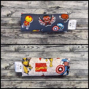 Clubfoot Bar Cover Reversible Mini Superheroes & Comics, 1/2 inch padding, washable, durable, easy snaps, fits any brace type