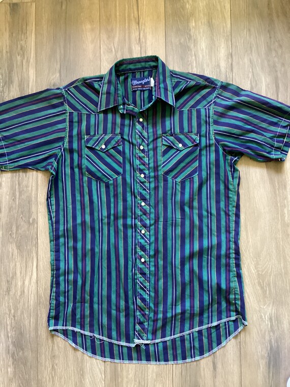 Wrangler striped snap button up western shirt