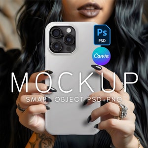 iPhone 15 Pro Max Mockup Printify Tough Case, PSD Smart Objekt Layer, Canva Template, Halloween oder Herbst Mockups