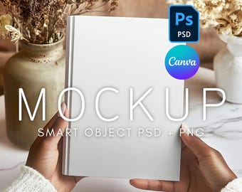 Mockup de diário de capa dura, modelo de capa de livro, diário A5, camada de objeto inteligente, mockup do Photoshop, mulher diversa, mockup PSD, mockup de diário