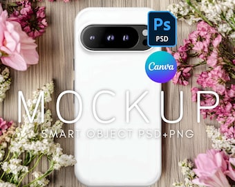 Google Pixel 9 Pro Case Mockup, Phone Case Template, PSD Mockup, Canva Phone Mockup, Mockup for Phone, Phone Case Mockup, Smart Object Layer