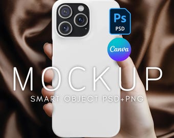 May include: White smartphone mockup with a camera lens and the text "MOCKUP SMART OBJECT PSD+PNG" on a brown background.