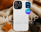 iPhone 16 Pro Max Phone Case Mockup, Realistic Printify Tough Case, PSD Mockup, Canva Phone Mockup, Fall or Autumn Phone Case Mockup