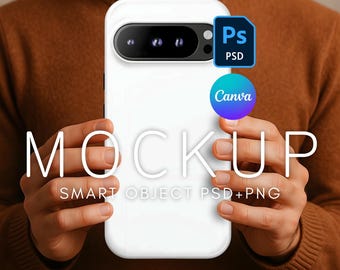 Google Pixel 9 Pro Case Mockup, Phone Case Template, PSD Mockup, Canva Phone Mockup, Photoshop Phone Mockup, Male Model Phone Mockup