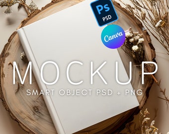 Hardcover Journal Mockup, Book Cover Template, A5 Journal, Smart Object Layer, Photoshop Mockup, Diary Mockup, PSD Mockup, Canva Mockup