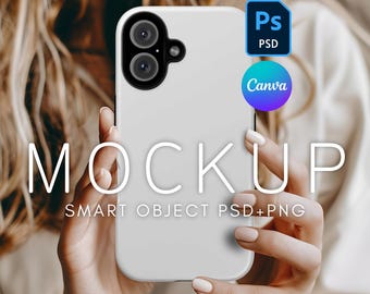 Maqueta de funda para iPhone 16, plantilla de funda para iPhone, maqueta PSD, maqueta de teléfono Canva, maqueta para teléfono, maqueta de funda para teléfono, capa de objeto inteligente