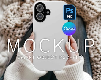 iPhone 16 Case Mockup, iPhone Case Template, PSD Mockup, Canva Phone Mockup, Boho Mockup for Phone, Phone Case Mockup, Smart Object Layer