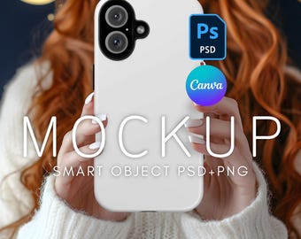 iPhone 16 Case Mockup, Printify Tough Case Mockup, PSD Mockup, Canva Phone Mockup, Mockup iPhone 16, Celestial Mockup, Smart Object Layer