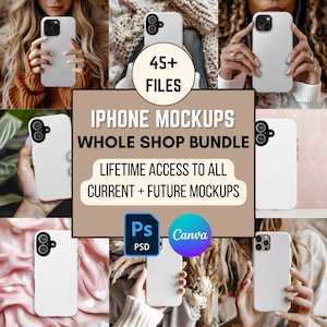 iPhone 15, 16 Pro Plus Max voller Shop-Access, Komplettes Shop Bundle, PSD Mockup, Canva Phone Mockup, Mockup für Smartphone, iPhone 15 16 Hülle Mockup
