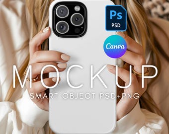 May include: White iPhone mockup with a camera lens and the text "MOCKUP SMART OBJECT PSD+PNG" on the screen.