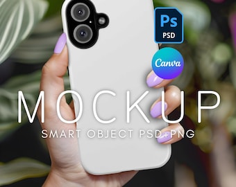 Maqueta de funda para iPhone 16, plantilla de funda para iPhone, maqueta PSD, maqueta de teléfono Canva, maqueta para teléfono, maqueta de funda para teléfono, capa de objeto inteligente