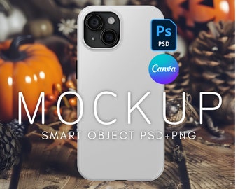 iPhone 15 Case Halloween Mockup, Printify Tough Case Mockup, PSD Mockup, Canva Mockup, Mockup for iPhone, Smart Object Layer, Easy Mockup
