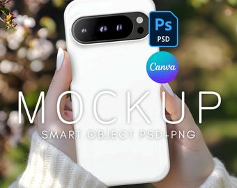 Google Pixel 9 Pro Case Mockup, Phone Case Template, PSD Mockup, Canva Phone Mockup, Mockup for Phone, Phone Case Mockup, Smart Object Layer