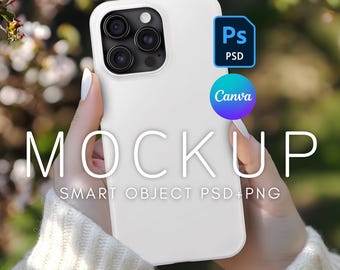 iPhone 15 Pro Max Mockup Printify Tough Case, PSD Smart Object Layer, Canva Template, Lifestyle iPhone Mockup, Phone Case Editable