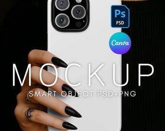 iPhone 16 Pro Max Phone Case Mockup, Realistic Printify Tough Case, PSD Mockup, Canva Phone Mockup, Spooky Woman or Person Case Mockup