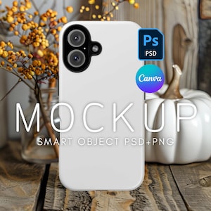 iPhone 16 Case Mockup, iPhone Case Template, PSD Mockup, Canva Phone Mockup, Fall Phone Mockup, Phone Case Mockup, Smart Object Layer