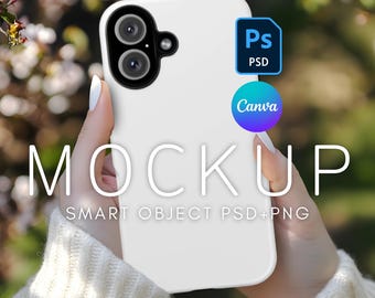 iPhone 16 Case Mockup, Printify Tough Case Mockup, PSD Mockup, Canva Phone Mockup, Mockup iPhone 16, Fantasy Mockup, Smart Object Layer