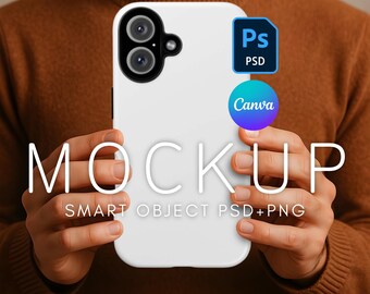 iPhone 16 Case Mockup, Printify Tough Case Mockup, PSD Mockup, Canva Phone Mockup, iPhone Mockup, Male Model iPhone Mockup, Neutral Mockup