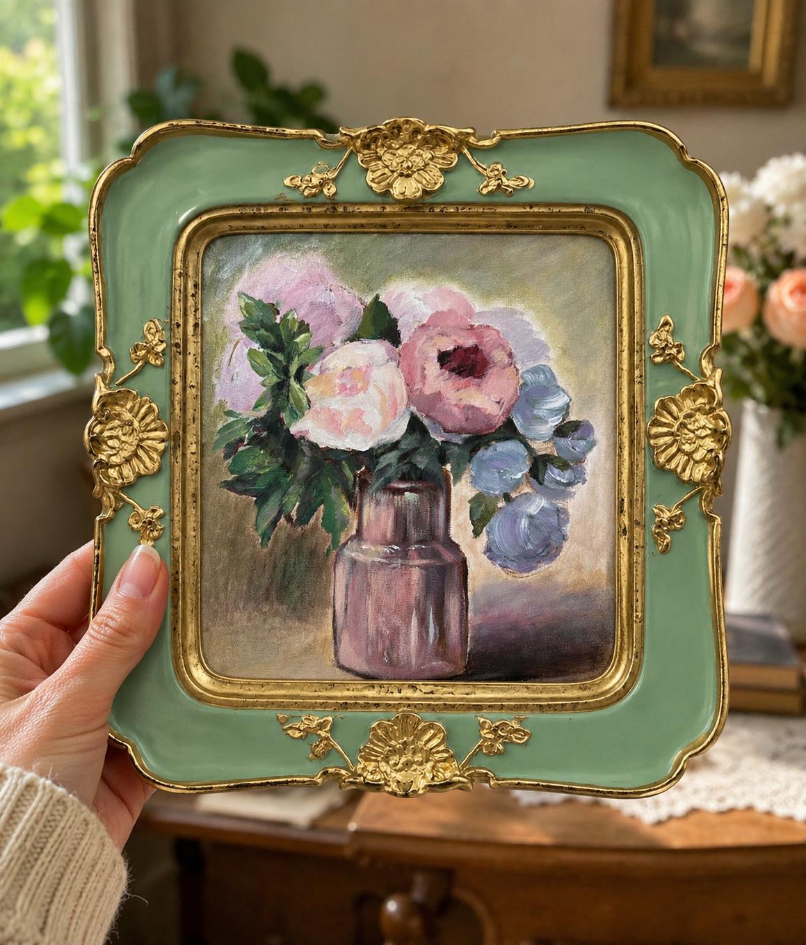 Antique Oval Flower Painting - Etsy