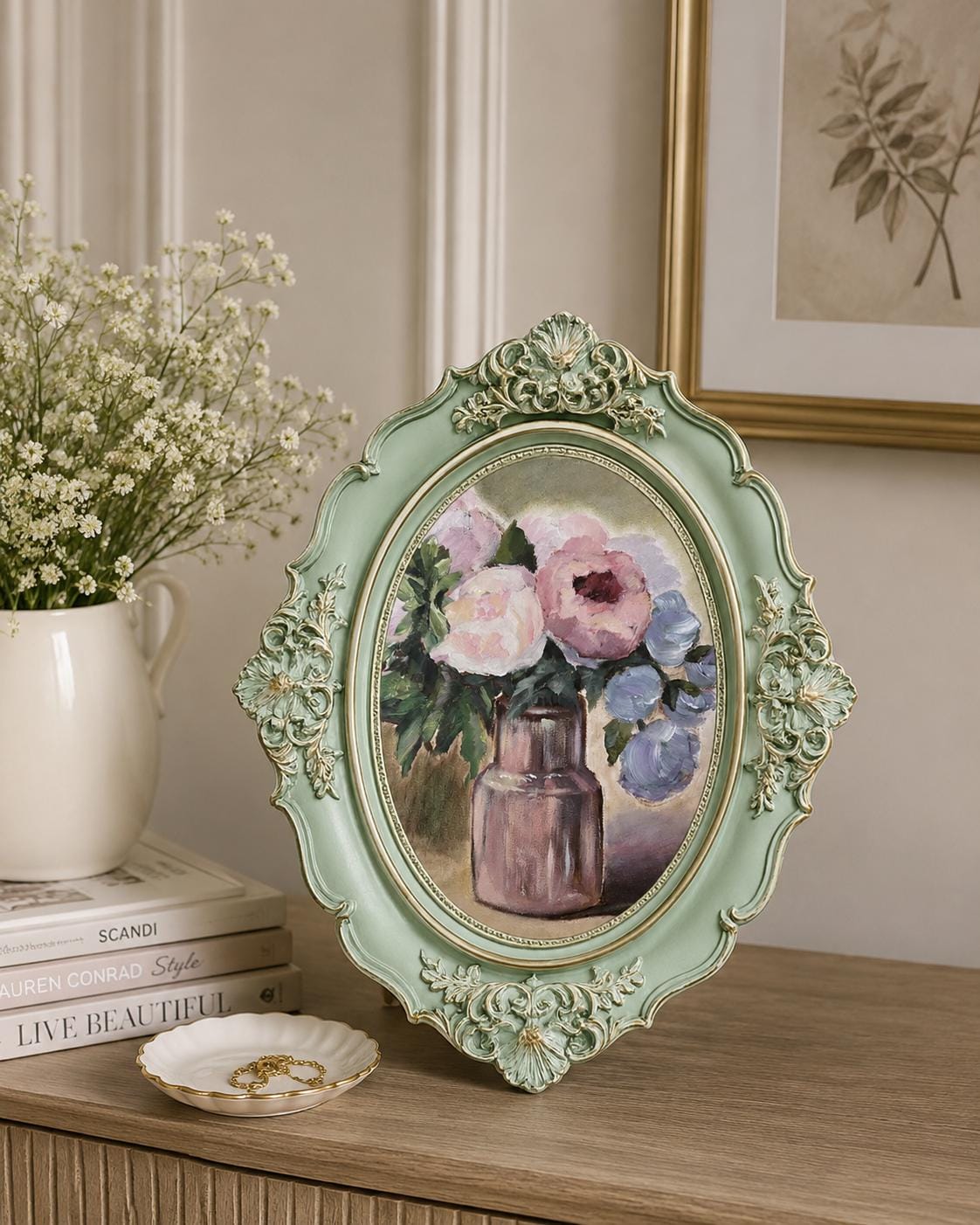 Antique Oval Flower Painting - Etsy