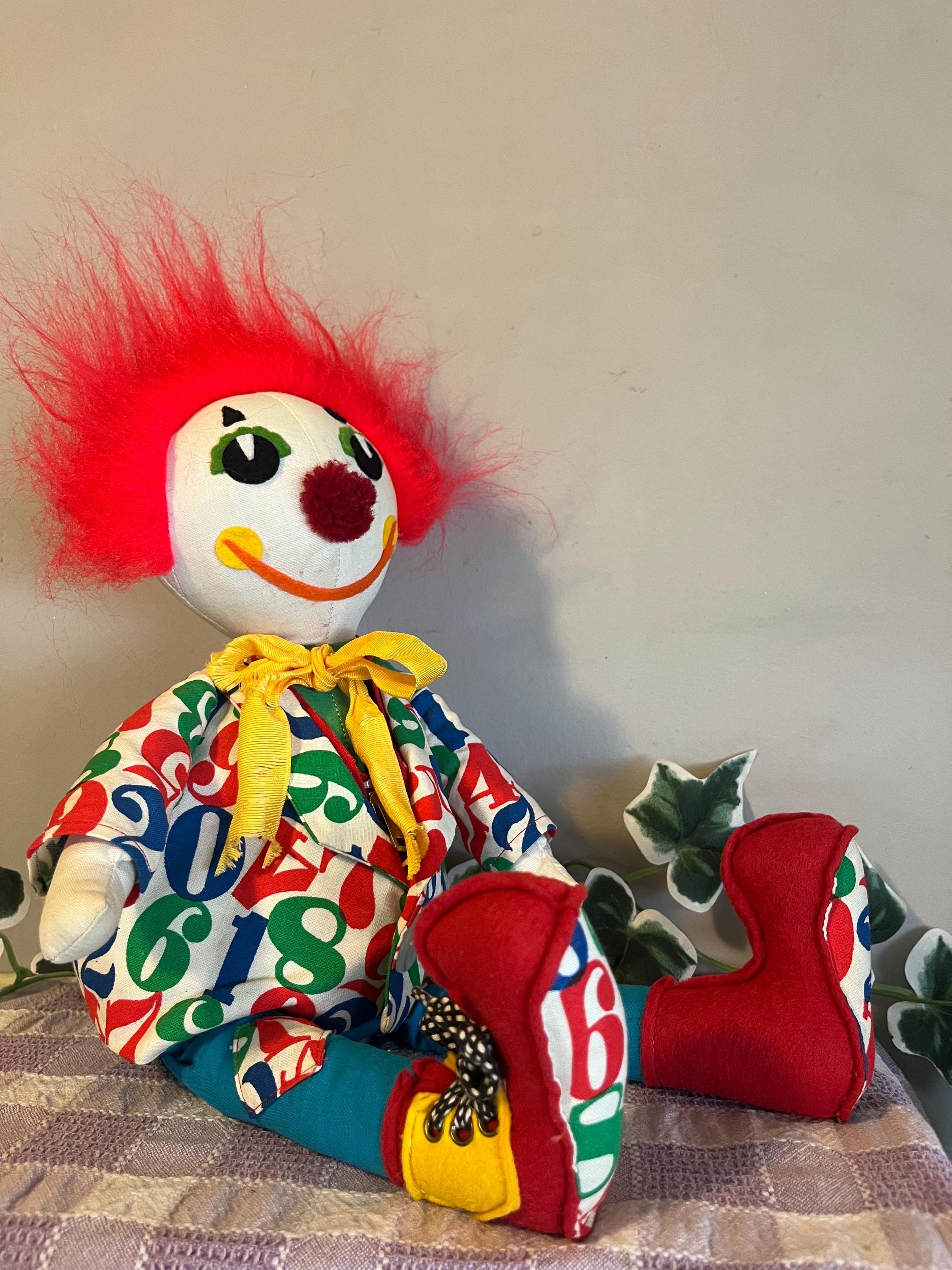 Vintage Stuffed Teaching Toy R Dakin Buttons the Clown 1960s 1970s