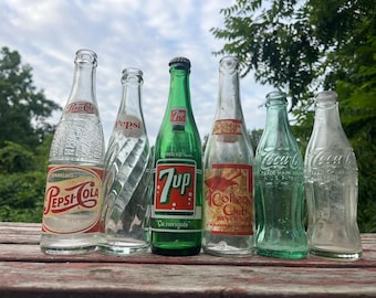 Vintage Soda Bottles Retro 1950’s 1960’s Collectible Glass Collector Gift Decor Coca Cola Pepsi Coke 7 Up College Club Windsor Pennsylvania