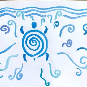 Watercolor Original Sea Turtle Painting | 7&quot;x5&quot; Hand-Painted Coastal-Inspired Piece | Art for Sea Turtle Lovers and Conservationists