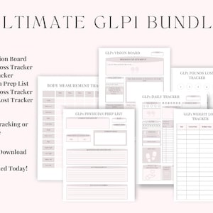 GLP-1 Weight Loss Tracker Bundle | Daily Dose Log, Side Effects, Measurement, Vision Board & Printable Health Journal PDF