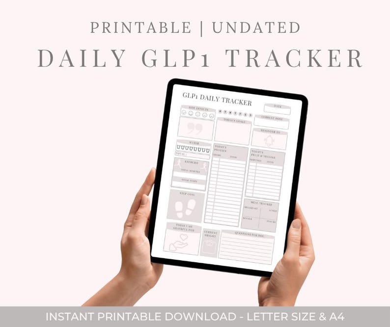 GLP-1 Daily Tracker | Printable Ozempic Mounjaro Wegovy Journal ...