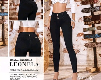 Schwarze Jeans ohne Taschen Push-Up – Ref – LEONELA