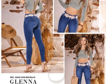 Hellblaue Jeans mit drei Knöpfen und Taschen – Ref – GLENNA
