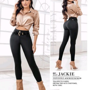 Schwarze Push-up-Jeans in Lederoptik Ref Jackye Bild 1