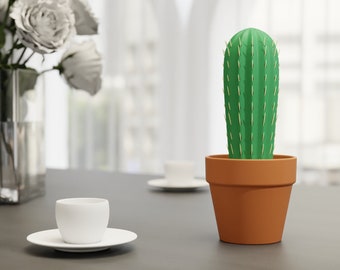 Cactus tandenstokerhouder - drukmechanisme, keuze uit 8 potkleuren, 3D-printen